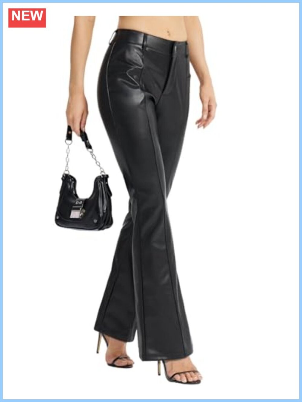 Faux Leather Pants Bootcut Leg PU Flared Trousers